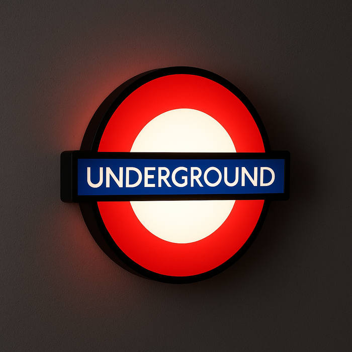 Underground Işıklı Duvar Dekoru | LED Lightbox Retro Metro Tabelası
